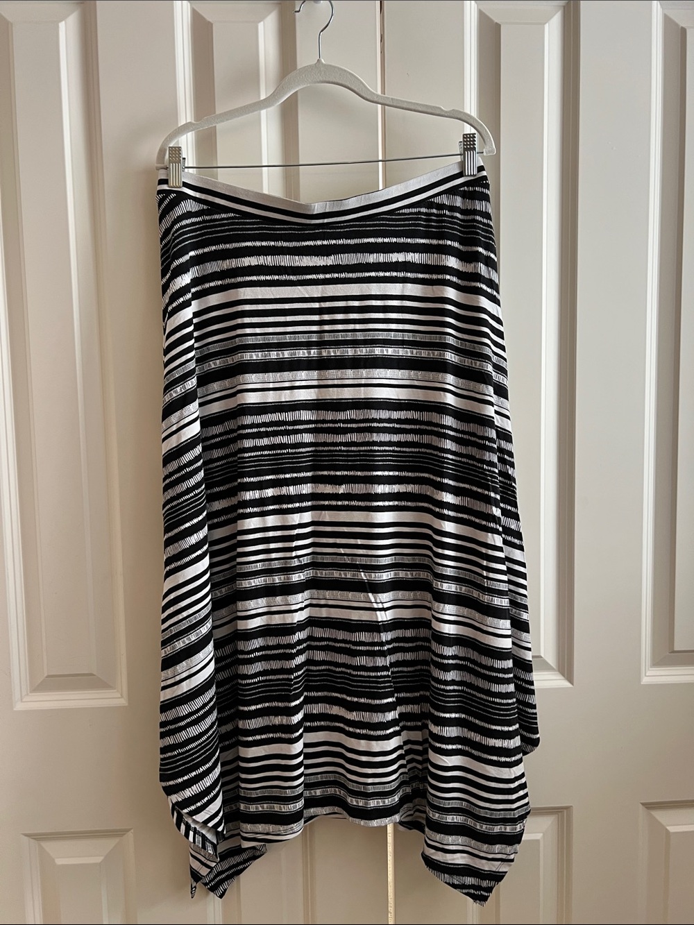Chico's Black and White Striped Handkerchief-Hem Skirt Chico’s 3 or XL
